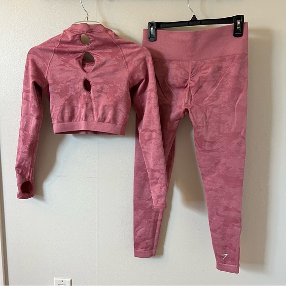 Gymshark Adapt Pink Camo Seamless Long Sleeve Top AND High Rise Leggings (Set) - Picture 6 of 9